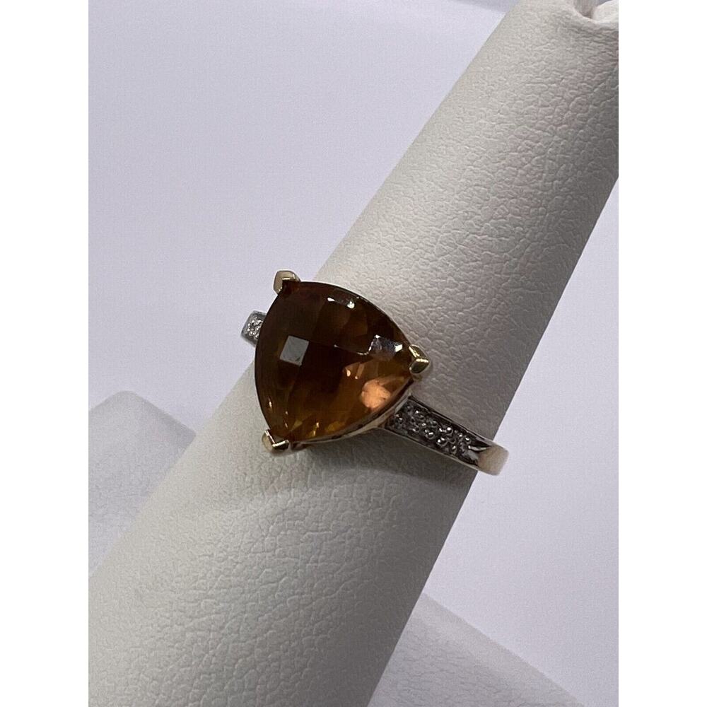 925 Sterling Silver Gold Plated CZ Ring Size 6.5